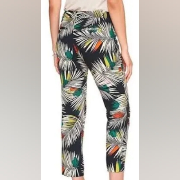Rio Euro Summer Multicolor Botanical Tropical Print Blue Trouser Pants SZ 12 - Picture 1 of 16